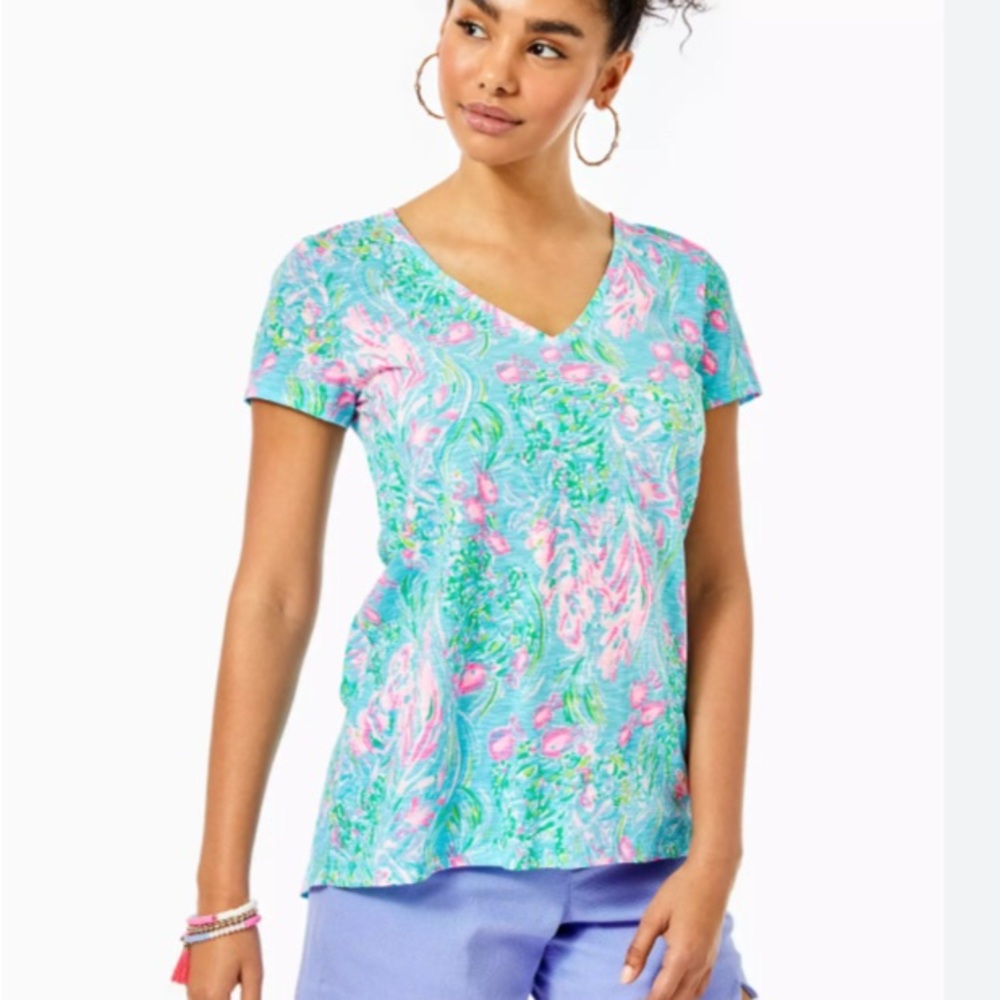 Lilly Pulitzer Etta Top Amalfi Blue Best Fishes, Sizes XS & Small